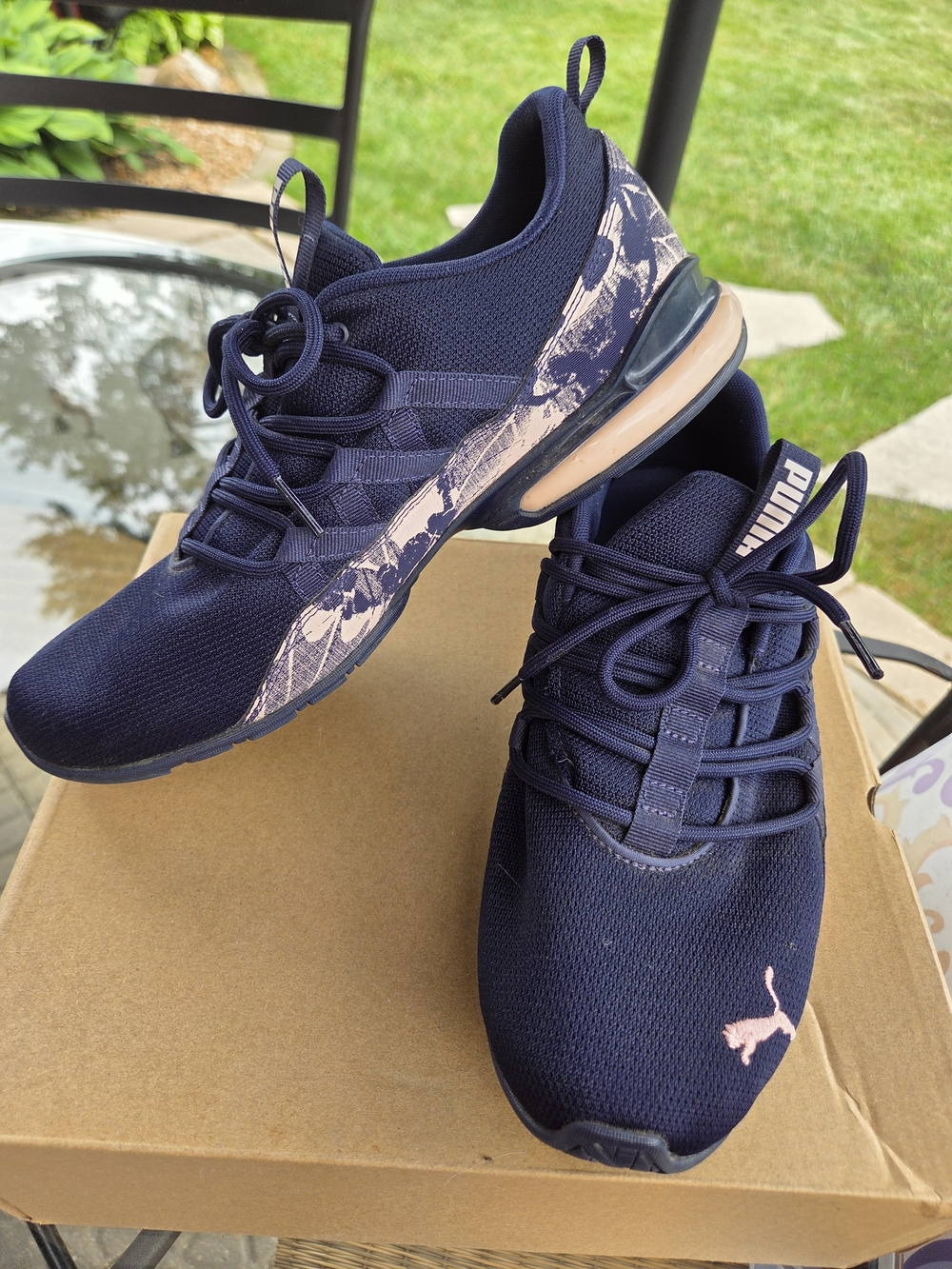 Puma Navy Athletic Sneakers with Blush Accents